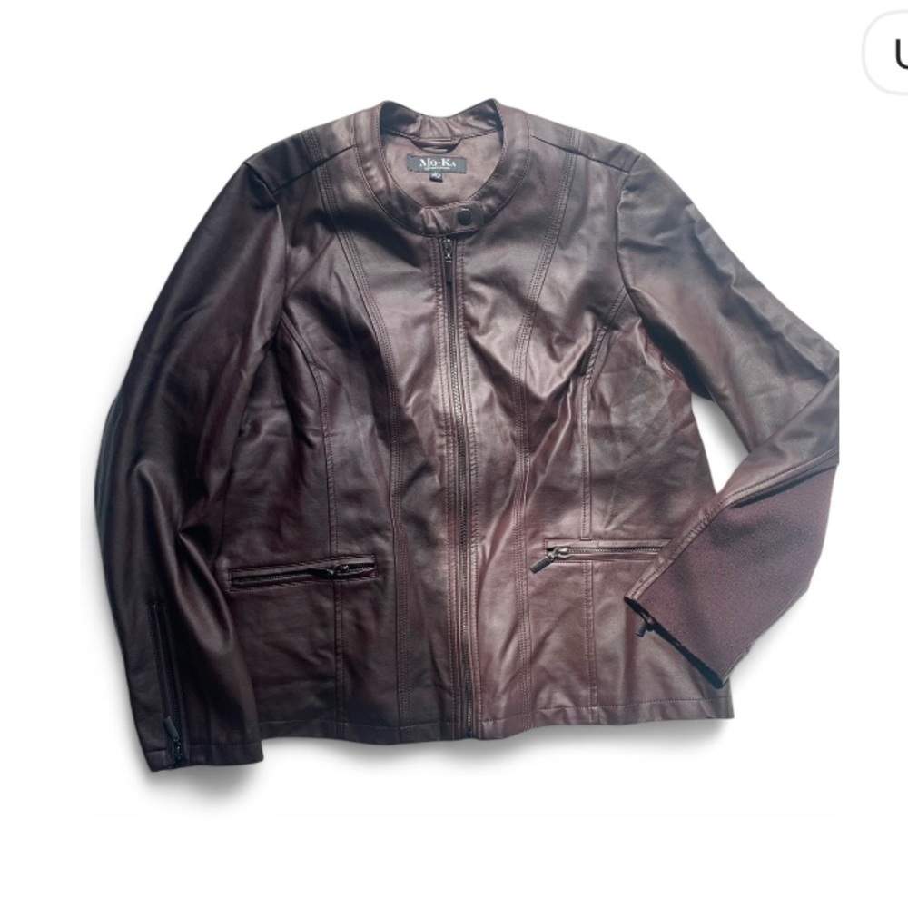 Classic Brown Leather Motorcycle Jacket with Glossy Finish